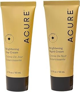 Acure Brightening Day & Night Cream Set - Daily Cica Cream & Night Face Cream for Women & Men with Argan Oil, Hydrate, Refresh, Tone & Brighten Skin, Cruelty Free, Vegan - 1.7 fl oz (2 Pack)