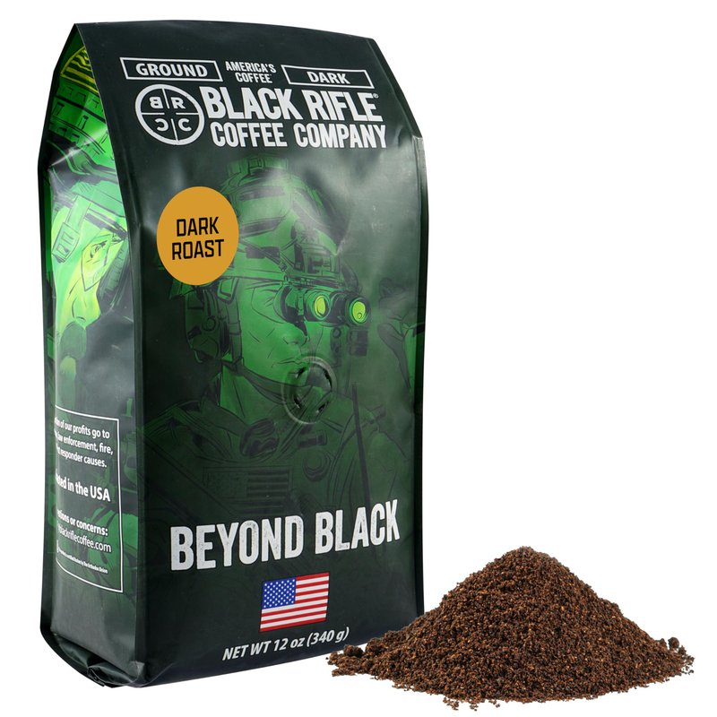 Black Rifle Coffee Company Beyond Black, 12oz Bag, Ground Coffee Dark Roast - Roasted Blend Made from Arabica Beans - Colombian & Brazilian Beans - Veteran Founded & American Made