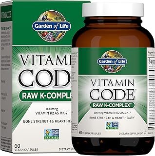 Garden of Life Raw K Complex, Vitamin Code Vitamin K2 and K1 for Bone Strength and Heart Health, Omega Rich Flax Seed Oil, Trace Minerals, Probiotics, Vegan, 60 Day Supply
