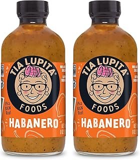 TIA LUPITA Habanero Hot Sauce 8 Oz (Pack of 2) Made with Habanero Peppers, Flavorful Heat, Medium Spice, Sweet, All Natural, Non-GMO, Gluten-Free, Low Sodium