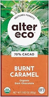 Alter Eco Dark Chocolate Bars | Pure Dark Cocoa, Fair Trade, Organic, Non-GMO, Gluten Free (Burnt Caramel)