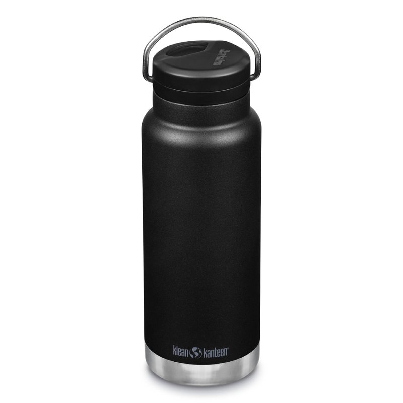 Klean Kanteen TKWide Insulated Bottle – Twist Cap, Steel Straw – Workouts/Sports – Black 32 oz