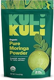Kuli Kuli Moringa Oleifera Organic Leaf Powder & Green Smoothie, 100% Pure USDA Certified & Non-GMO Moringa Powder, Great with Smoothies, Tea, and Food, 1 Pack