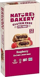 Nature's Bakery Gluten Free Fig Bars, Raspberry, 1- 12 Count Box of 2 oz Twin Packs (12 Packs), Vegan Snacks, Non-GMO