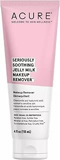 Acure Seriously Soothing Jelly Milk Makeup Remover - Waterproof Make Up Removal for Normal to Sensitive Skin - Moisturizing Finish - Milky Texture with Chamomile & Hyaluronic Acid -100% Vegan- 4 Fl Oz