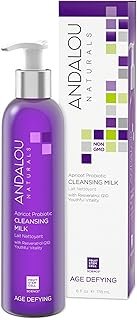 Andalou Naturals Age Defying Apricot Probiotic Cleansing Milk | Gentle Daily Hydrating Face Cleanser For Dry, Dehydrated Skin| With Fruit Stem Cell Complex | 6 fl oz