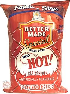 Better Made Family Size red hot! barbeque flavor potato chips, 8.5-ounce bag