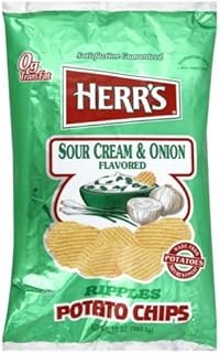 Herr's Potato Chips, Ripples, Sour Cream & Onion Flavored, 10 Oz. (Pack of 2)