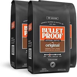 Bulletproof Original Medium Roast Whole Bean Coffee, 12 Ounces (Pack of 3), Clean Coffee Tested for Toxins, Packaging May Vary