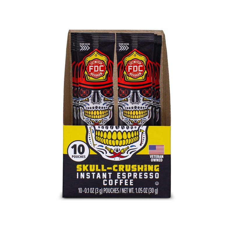 Fire Department Coffee - Skull Crushing Instant Espresso Coffee - Instant Coffee Packets Single Serve - Gives Back to Firefighters - Veteran Owned - Enjoy Hot or Cold (Pack of 30)