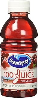 Ocean Spray 100% Juice, Cranberry, 10 Ounce Bottles (Pack of 6)