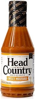 Head Country Bar-B-Q Sauce, Sweet Mustard | Soy Free, Gluten Free Barbecue Sauce With No Added Preservatives | Sweet & Tangy Championship BBQ Sauce For Chicken, Pork, Ribs & More | 20 Ounce, Pack of 1
