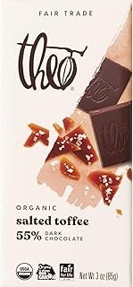 THEO Chocolate Salted Toffee Organic Dark Chocolate Bar, 55% Cacao, 12 Pack | Fair Trade