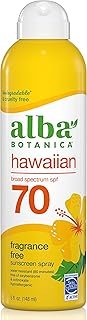 Alba Botanica Sunscreen Spray for Face and Body, Broad Spectrum SPF 70 Sunscreen, Hawaiian Coconut, Water Resistant and Biodegradable, 5 fl. oz. Bottle