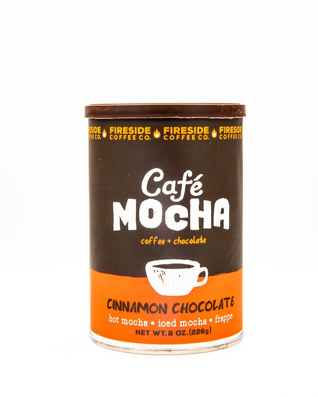 Fireside Cafe Mocha Cinnamon Chocolate - 8 oz Canister - Hot or Iced - Frappe or Milkshake - Certified Organic
