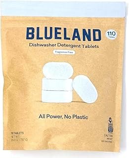 BLUELAND Dishwasher Detergent Tablets 110 Count. Fragrance-free.