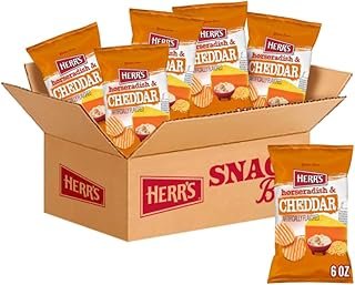 Herr’s Potato Chips, Horseradish and Cheddar Flavor, Gluten Free Snacks, 6oz Bag (6 Count)
