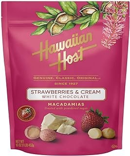 Hawaiian Host Paradise Collection - Strawberries & Cream White Chocolate Macadamia Nuts - 16 Oz Bag