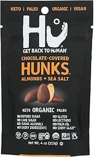 Chocolate Covered Hunks Almonds + Sea Salt, Vegan, Paleo, 4 Ounces (Pack Of 6)