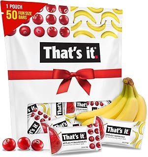 That’s It. Fun Size Fruit Bars Variety Pack(50 Pieces, 10g Each) With Apples + Bananas, Apples + Cranberries, Non-GMO, Paleo and Kosher Friendly, Gluten Free Breakfast Snacks