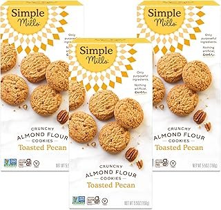 Simple Mills Almond Flour Crunchy Cookies, Toasted Pecan - Gluten Free, Vegan, Healthy Snacks, Made with Organic Coconut Oil, 5.5 Ounce (Pack of 3)