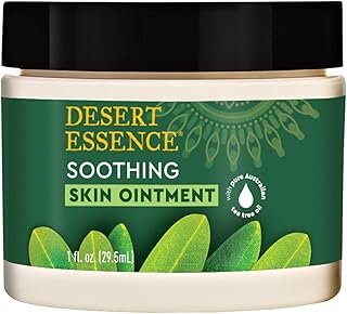 Desert Essence TEA TREE OIL SKIN OINTMENT – Itch Relief, Rash Cream for Razor Burn - Soothing Balm with Lavender & Jojoba - Gluten & Cruelty-Free - 1 oz