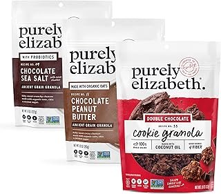 Purely Elizabeth Chocolate Lovers Variety Pack, Made with Organic Oats and Ancient Grains, Gluten-Free, Non-GMO (3 Ct)