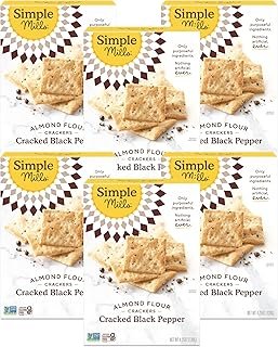Simple Mills Almond Flour Crackers Black Cracked Pepper Gluten Flax Seed 4.25 oz Pack of 6