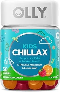 OLLY Kids Chillax Gummy, For a Calm and Relaxed Mood*, Magnesium, L-Theanine, Lemon Balm Extract, Chewable Supplement, Sherbet Flavored, 25 Day Supply - 50 Count (Packaging May Vary)