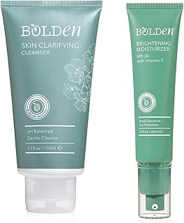 BOLDEN Skin Clarifying Cleanser & SPF 30 Brightening Face Moisturizer Bundle – pH-Balanced, Sulfate-Free Gel Cleanser for Oily, Blemish-Prone Skin & Vitamin C Sunscreen with Broad Spectrum UVA/UVB Pro