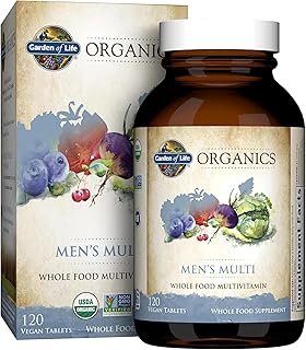 Garden of Life Organics Whole Food Multivitamin for Men, 120 Tablets, Vegan Mens Vitamins and Minerals for Health and Well-Being, Certified Organic Vegan Multi