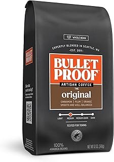 Bulletproof Original Medium Roast Whole Bean Coffee, 12 Ounces, Clean Coffee Tested for Toxins, Packaging May Vary