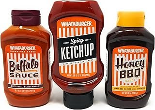 Sauce Bundle ( 20 oz Spicy Ketchup Bottle , 16.5 Oz Buffalo Sauce, 19 oz Honey BBQ) Signature Whataburger Sauces