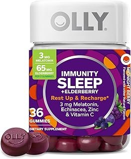 OLLY Sleep Immunity Melatonin Gummy, Vitamin C, Zinc, Echinacea, 3mg Melatonin, Immune and Sleep Support, Berry - 36