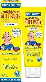 Boudreaux’s Butt Paste Original Diaper Rash Cream for Baby, Ointment With Zinc Oxide, 4 oz Tube