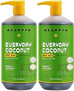 Alaffia Body Wash, Everyday Coconut, 2-Pack – Moisturizing Soap with Nourishing Coffee Berry Extract & Coconut Water, Vegan & Cruelty-Free, 32 Oz Ea