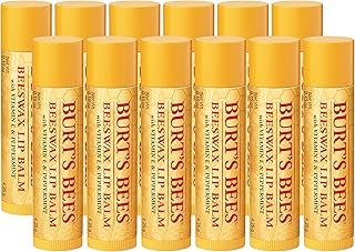 Burt's Bees Lip Balm - Original Beeswax 12 Count Pack in Bulk, Lip Moisturizer With Responsibly Sourced Beeswax, Tint-Free, Natural Origin Conditioning Treatment, 12 Tubes, 0.15 oz