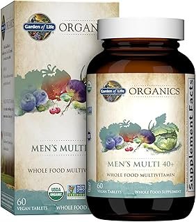 Garden of Life Organics Whole Food Multivitamin for Men 40+, 60 Tablets, Vegan Mens Multi for Health, Well-Being Certified Organic Whole Food Vitamins, Minerals for Men Over 40, Mens Vitamins