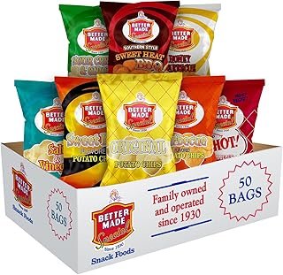 Better Made Potato Chips - Choose Your Own Flavors! - 50 X 1oz Bags (50 Pack) - BBQ, Original, Red Hot, Sweet Heat, Sour Cream & Onion, Salt & Vinegar - 0 Trans Fat - Crunchy, Crispy Snack