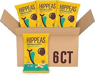 HIPPEAS Chickpea Puffs, Groovy White Cheddar, 4 Ounce (Pack of 6), 4g Protein, 3g Fiber, Vegan, Gluten-Free, Crunchy, Plant Protein Snacks