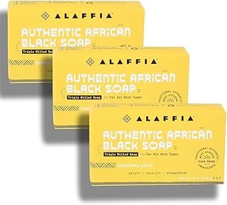 Alaffia Authentic African Black Soap Triple Milled, Charcoal Reishi 5 Oz (Pack of 3)