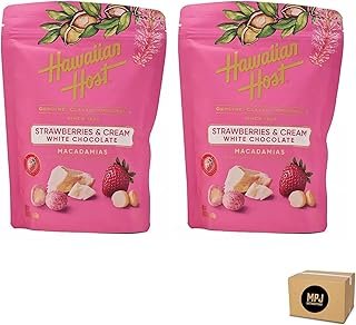 Generic Ono Hawaiian Host Paradise Macadamia Nuts Covered with White Chocolate Dusted In Strawberries and Cream (20 oz.) Pack of 2 Made In Hawaii, Bundled with MPJ Freebies!, regular