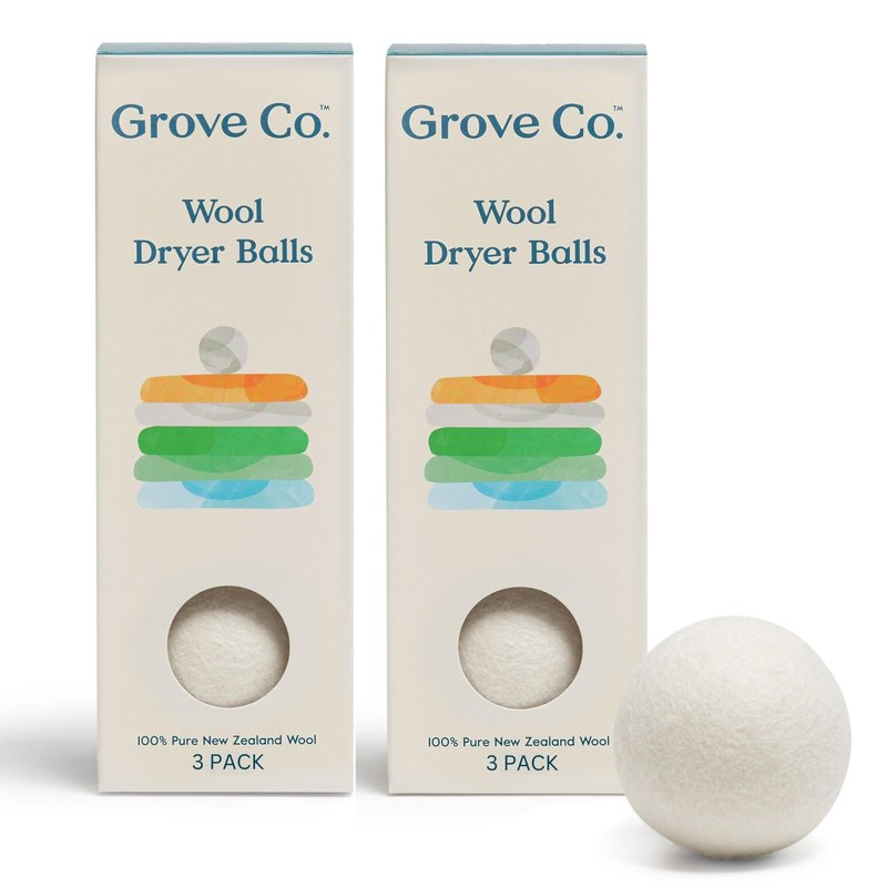 Grove Co. Wool Dryer Balls, Reusable Laundry Balls for Dryer, 100% New Zealand Wool, Reduce Drying Time, Wrinkles & Static, Sustainably Designed Laundry Essentials, Hypoallergenic, Unscented, 3 Pack