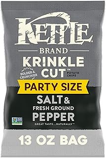 Kettle Brand Potato Chips, Krinkle Cut, Salt & Ground Pepper Kettle Chips, Party Size, 13 Oz