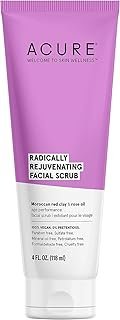 Acure Radically Rejuvenating Facial Scrub - Anti-Aging Support Face Scrub - Mild Exfoliation - Moroccan Red Clay & Rose Oil Extract - Hydrate,Toning & Moisturize - 4 Fl Oz