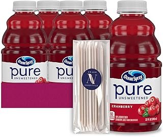 Ocean Spray Lavinia Essentials Bundle: 4- Pack of Cranberry Unsweetened 100% Pure Juice 32 Fl oz Plastic Bottles + 1 Utility Prop