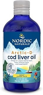 Nordic Naturals Arctic-D Cod Liver Oil, Lemon - 8 oz - 1060 mg Total Omega-3s + 1000 IU Vitamin D3 - EPA & DHA - Heart, Brain, Bone, Immune & Mood Support - Non-GMO - 48 Servings