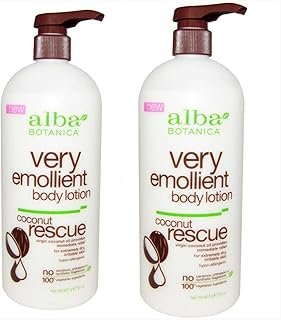 Alba Botanica Very Emollient Body Lotion Coconut Rescue 32oz 2 Pack