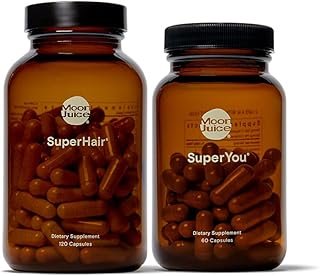 Moon Juice 1 SuperYou & 1 SuperHair | SuperYou Natural Adaptogen Supplement for Calm & SuperHair Multivitamin Supplement for Healthier, Thicker Hair | Improve Overall Hair Health