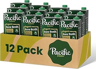 Pacific Foods Organic Unsalted Chicken Bone Broth, 32 oz Carton (Pack of 12)